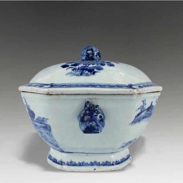 Antique 18th Century Chinese Qianlong Export Porcelain Tureen For Sale - Image 9 of 10