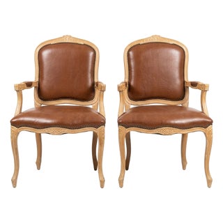 Pair of Vintage Leatherette Armchairs For Sale