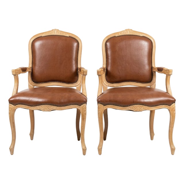 Pair of Vintage Leatherette Armchairs For Sale