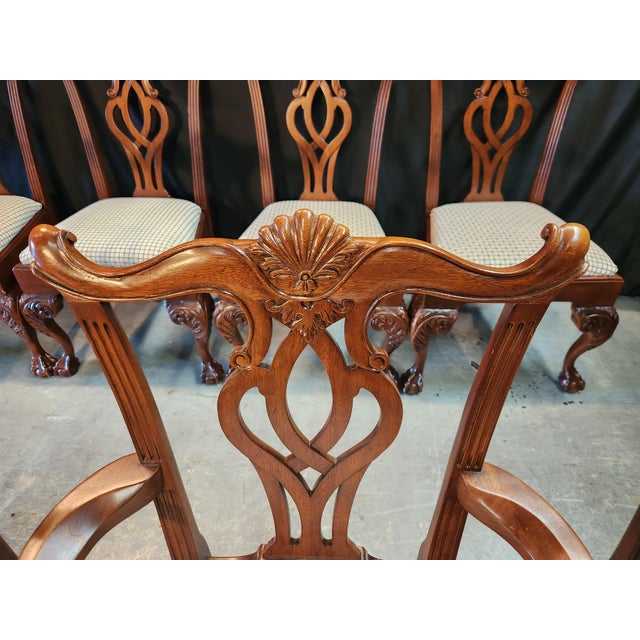 8 Mahogany American Chippendale "Scroll" Chairs Attributed to Leighton Hall For Sale - Image 11 of 16