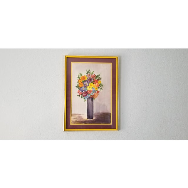 1970s Vintage Belle Horink Still Life Watercolor Abstract Painting For Sale - Image 12 of 12