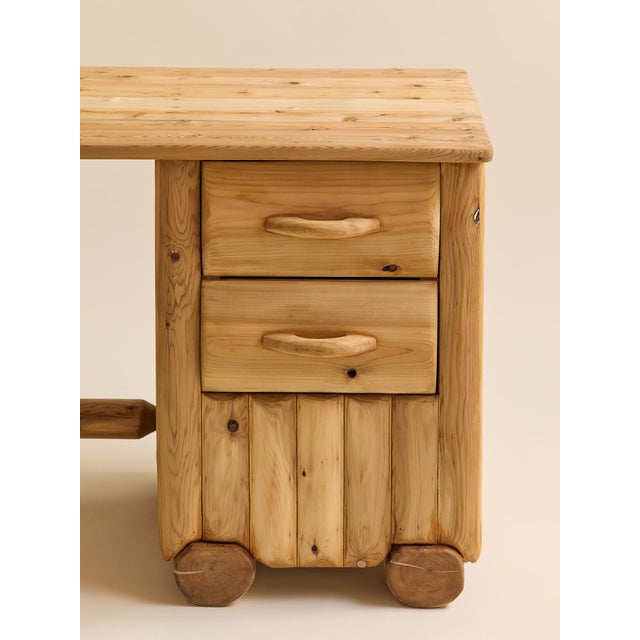 Tan The Vintage Rustic Pine Desk, 1950s For Sale - Image 8 of 12