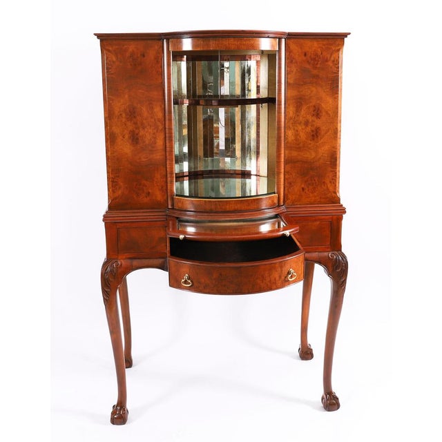 Brown Antique Burr Walnut Revolving Dry Bar Cabinet, 1920s For Sale - Image 8 of 18