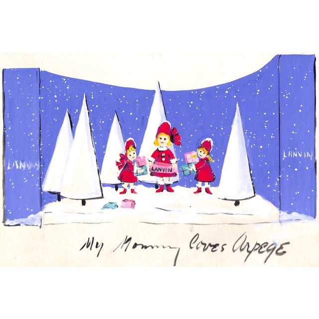 Sz: 14 1/2"H x 23"W Alexander Warren Montel (1921-2002) Fashion illustrator for House of Lanvin Paris in the 1950s...