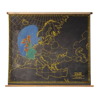 Mid 20th Century Nystrom Royal Series Pull Down Classroom Map of Europe For Sale