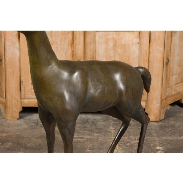 Continental 1930s Life Size Bronze Sculpture of a Deer Standing on its Four Legs For Sale - Image 9 of 12