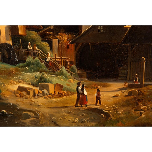 Continental School Alpine Village Oil Painting, Late 19th Century For Sale - Image 6 of 11