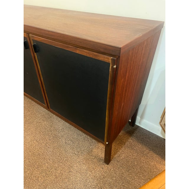 Mid-Century Modern Mid Century Jack Cartwright for Founders Walnut and Black Leather Credenza For Sale - Image 3 of 10