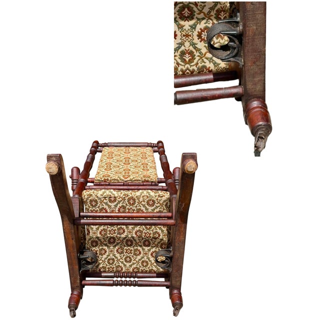 Antique Victorian Mother Child Rocking Chair Set-Spindle Wood-Pair-Nursery-Farm For Sale - Image 11 of 11