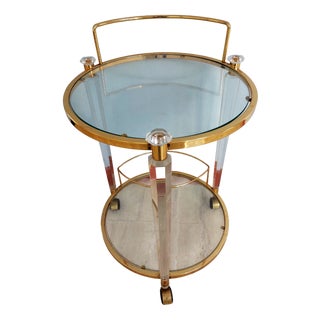 Vintage Drinks Trolley in Glass, 1970s For Sale