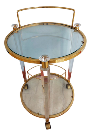 Vintage Drinks Trolley in Glass, 1970s