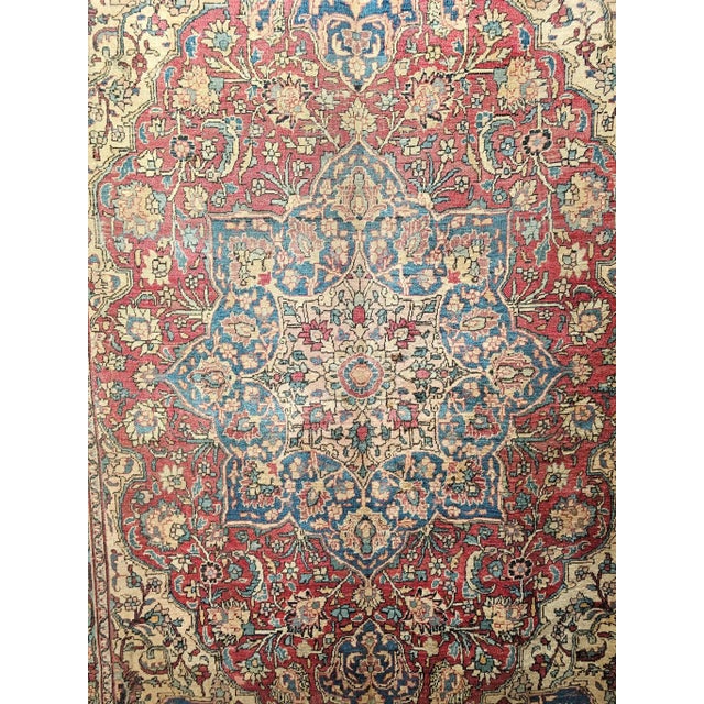 Textile 19th Century Persian Kerman Lavar Rug, Handwoven Floral Pattern, Red & Ivory, 8’ X 11’ For Sale - Image 7 of 12
