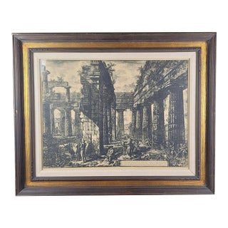 Antique Framed Copper Engraving of the Temples at Paestum After Francesco Piranesi For Sale