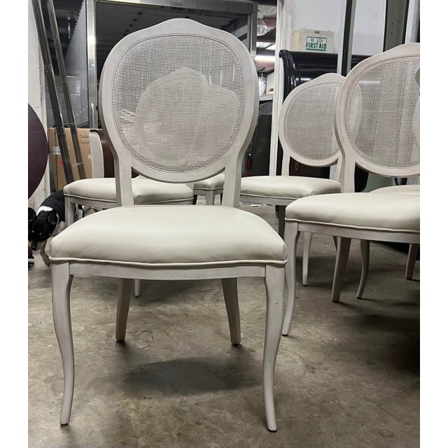 Fairfield Chair Co. Ava Leather&Cane King Louis Cream Dining Chair Set