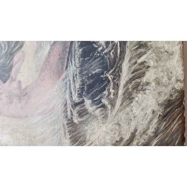 Real Antique Mermaid Oil Painting For Sale - Image 4 of 11