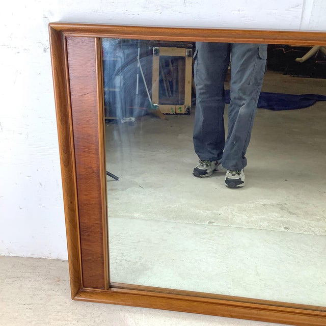 Mid-Century Modern Vintage Walnut & Pecan Mirror, Mid-Century American For Sale - Image 3 of 12