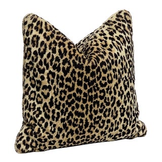 Vintage Faux Mohair Leopard Print Pillow For Sale