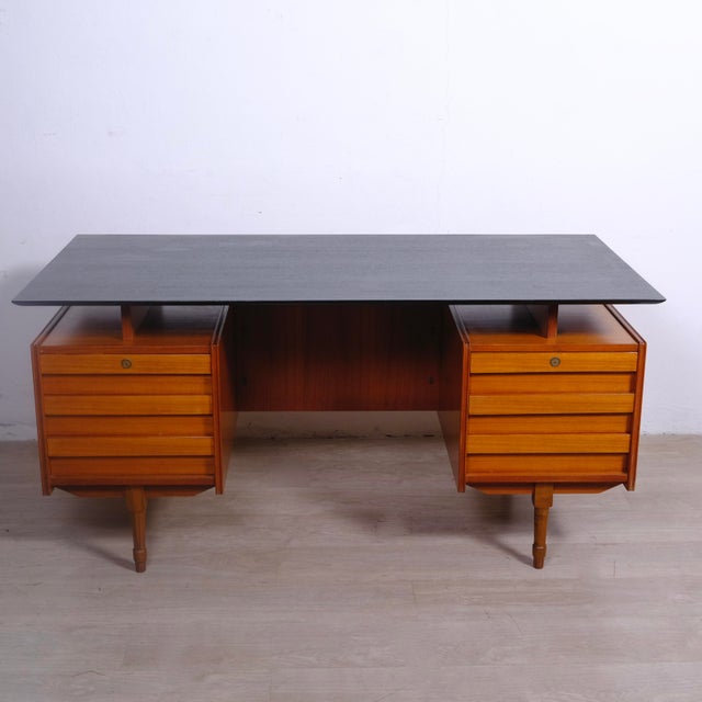 Modern Wooden Desk with Drawers, 1950s For Sale - Image 6 of 18