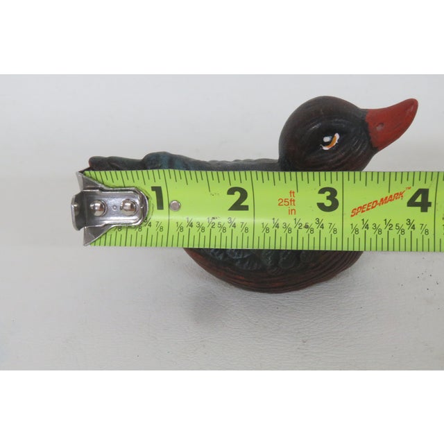 Duck Miniature Ceramic Figurine Hand Painted Green Blue Feathers Red Bill 4522b For Sale - Image 9 of 11