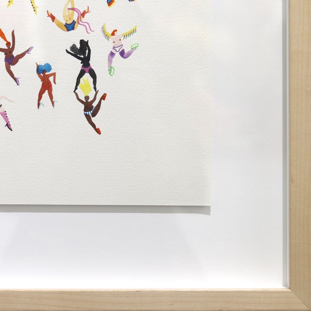 Block Party for Love - Original Framed Joyful Figurative Watercolor Painting on Paper For Sale - Image 4 of 9