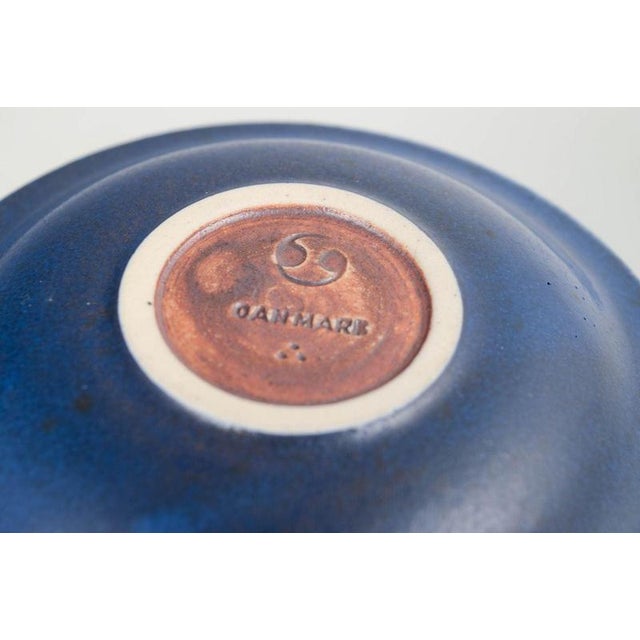 Small Mid-Century Stoneware Deep Blue Glazed Dish from Saxbo, Denmark For Sale - Image 4 of 5