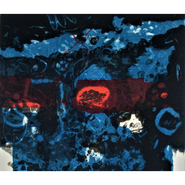 This artwork titled " Deux Feuilles II" 1970 is a color etching with carborundum by noted Spanish artist Antoni Clave...