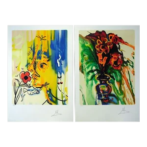 1980s Salvador Dali Fleurs Surrealiste "Vanishing Face & Gala's Bouquet" Matching Edition