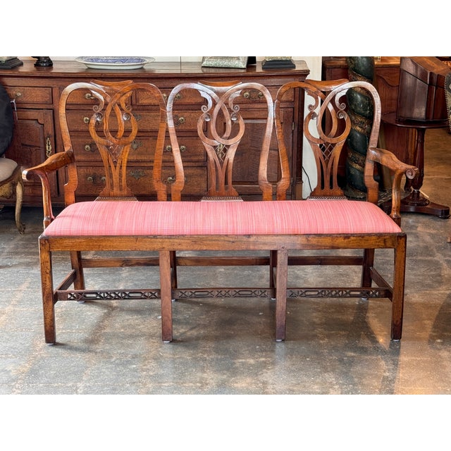 18th Century English Mahogany Triple Chair-Back Hall Bench For Sale - Image 4 of 14