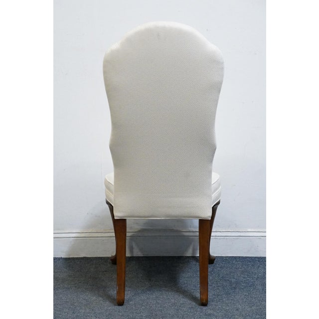High End Vintage Solid Cherry Traditional Georgian White Upholstered High Back Dining Side Chair For Sale In Kansas City - Image 6 of 9