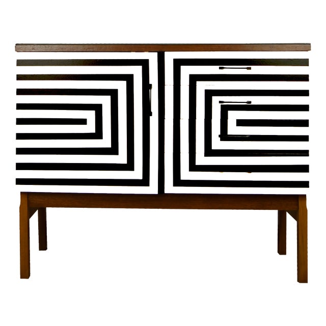 Polish Chest of Drawers with Op Art Motif, 1970s For Sale