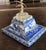 Antique English Blue & White Transferware Pyramidal Inkwell With French Glass Insert & Quill For Sale - Image 4 of 14