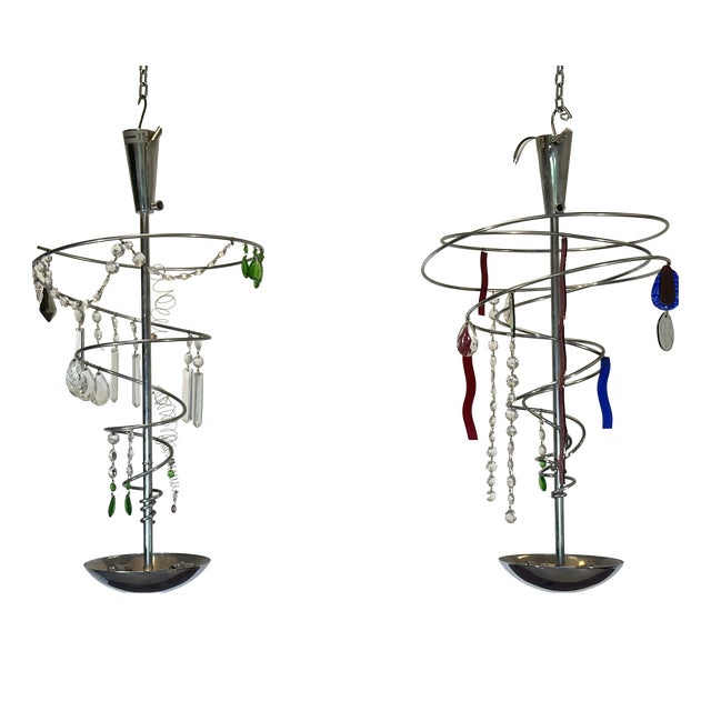 Glass Chandeliers by Toni Cordero for Artemide, 1980s, Set of 2 For Sale