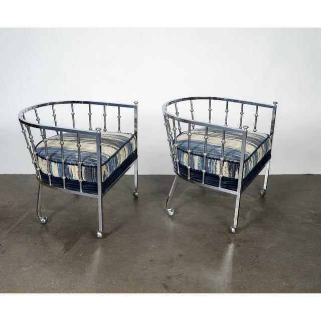 Late 20th Century Pair of Chrome Barrel Lounge Chairs For Sale - Image 14 of 14