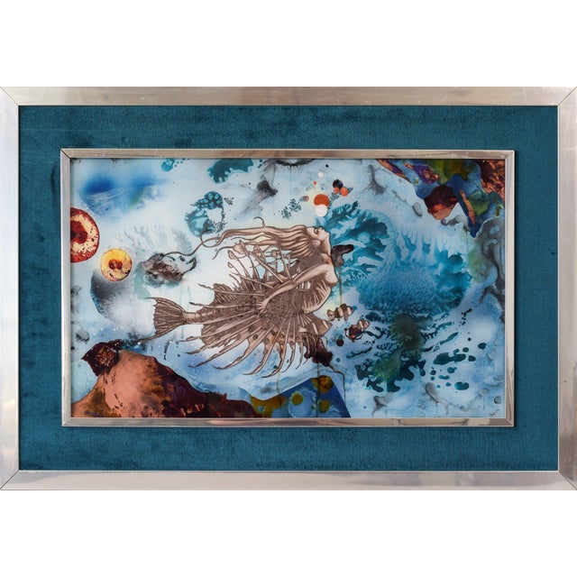 Modern Pablo Sumbhu, Mermaid & Abstract Composition, 1970, Watercolors, Set of 2 For Sale - Image 3 of 18