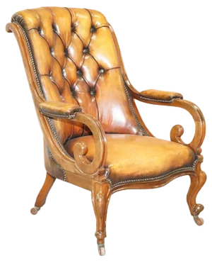 Early Victorian Chesterfield Brown Leather Armchair