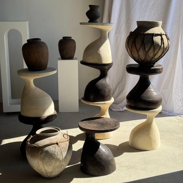 Pawn Brown Stool in Mango Wood, 1980s For Sale - Image 10 of 11