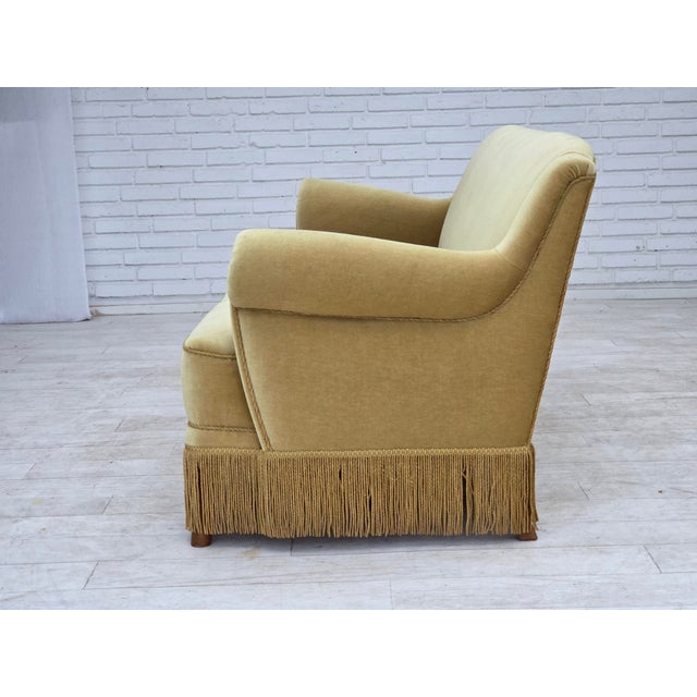 Danish Oak Three-Seater Sofa with Velour Upholstery, 1970s For Sale - Image 11 of 18