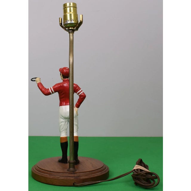 Late 20th Century Red Jockey Lamp W/ Shade For Sale - Image 4 of 6