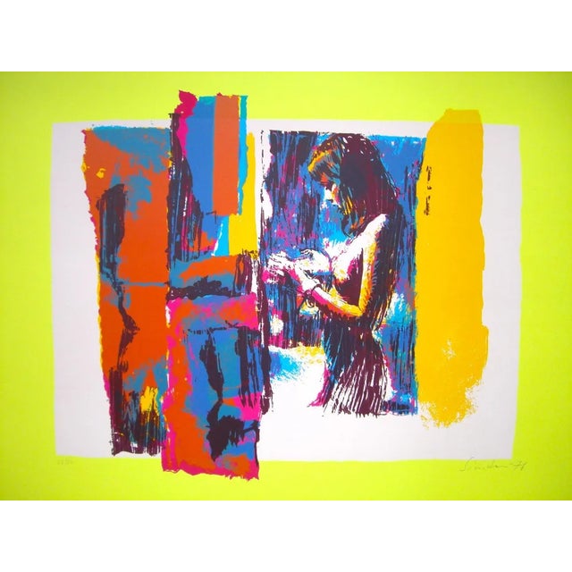 Nicola Simbari, Woman in Yellow, Screen Print, 1976 For Sale