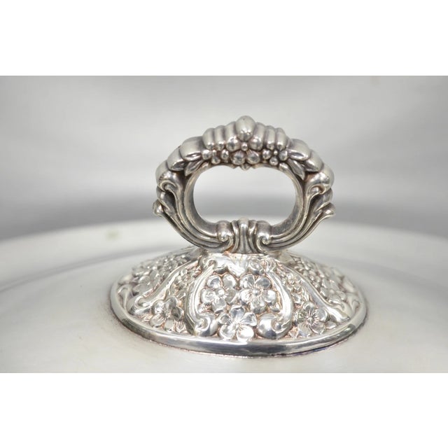 Vintage Lancaster Rose by Poole Large Oval Silver Plated Covered Soup Tureen For Sale - Image 4 of 18