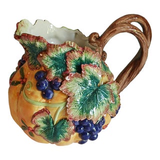 Vintage Ceramic Water Pitcher "Thanksgiving Banquet" by Fitz and Floyd 1993-98 For Sale