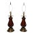 Pair of 21st Century Brass and Ceramic Burgundy Baluster Lamps For Sale