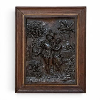 19th Century Renaissance Revival Carved Walnut Framed Panel For Sale