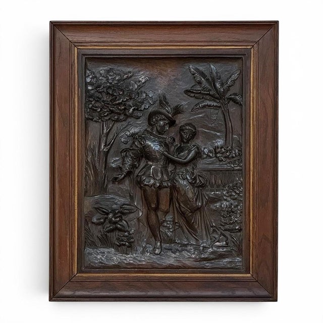 19th Century Renaissance Revival Carved Walnut Framed Panel For Sale