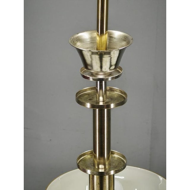 Metal Art Deco Nickel Chandelier with Champagne Glass Shades, 1930s For Sale - Image 7 of 15