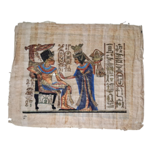 Framed Vintage Egyptian Scene Handpainted on Papyrus