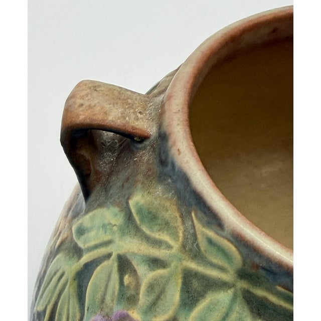 Roseville Wisteria Blue Matte Art Pottery Two-Handled Vase, 1930s For Sale - Image 9 of 14