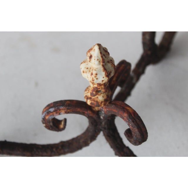 Vintage Cast Iron Rustic Basket Style Plant Stand Patina Mid-Century For Sale In Miami - Image 6 of 10