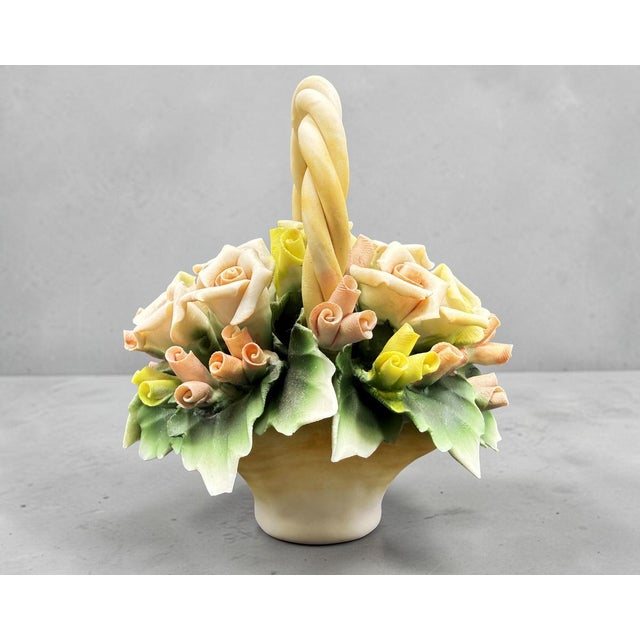 Basket of Roses in Porcelain from Capodimonte, 1970s For Sale - Image 3 of 13