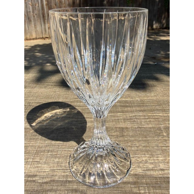 Elegant Mikasa Park Lane crystal wine glass featuring the pattern's distinctive vertical-cut bowl and ribbed stem. Park...